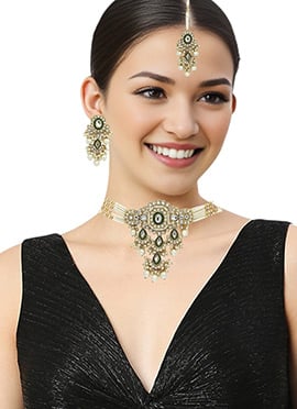 Gold Kundan Stones Beads Choker