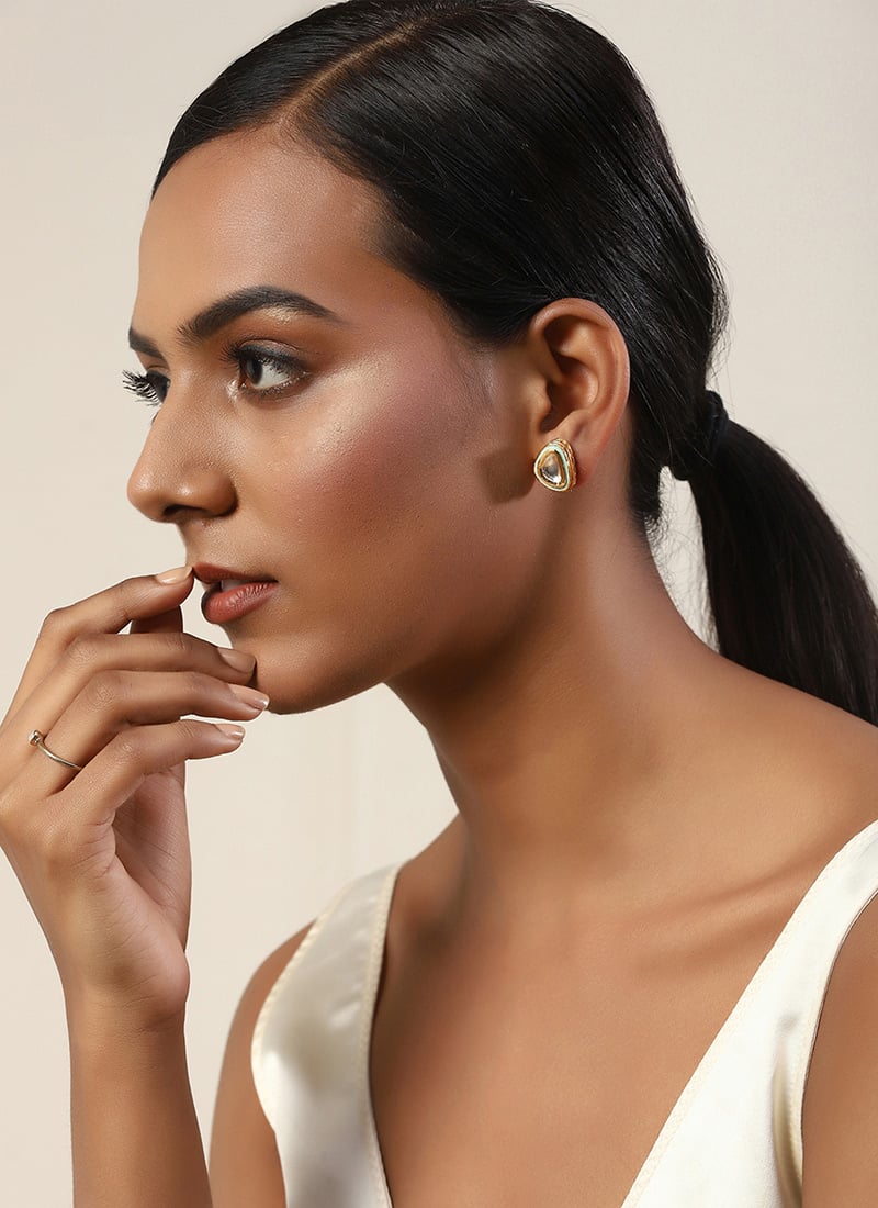 Gold Kundan Studs Festive Wear