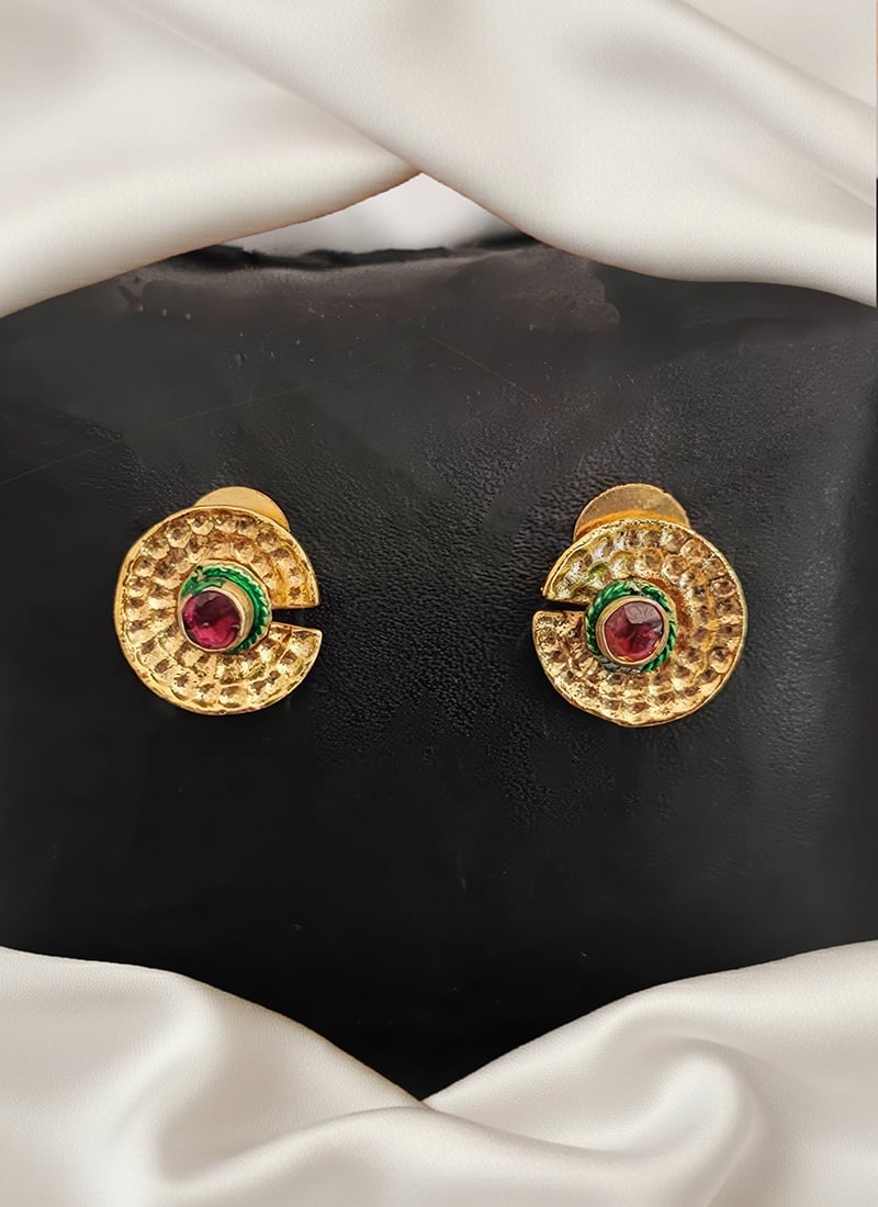 Gold Kundan Studs