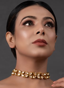 Gold Kundan With Meenakari Dual Sided Wearable Choker