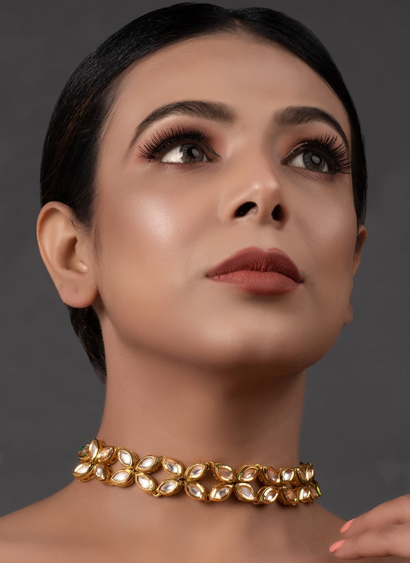 Gold Kundan With Meenakari Dual Sided Wearable Choker After Six Wear