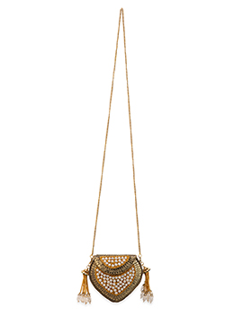 Gold Metallic Moti Hand Bag
