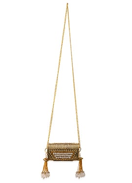 Gold Metallic Moti Hand Bag