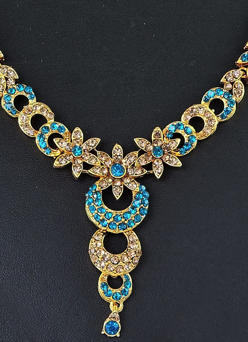 Shop Gold N Blue Necklace Set in UK - Cbazaar