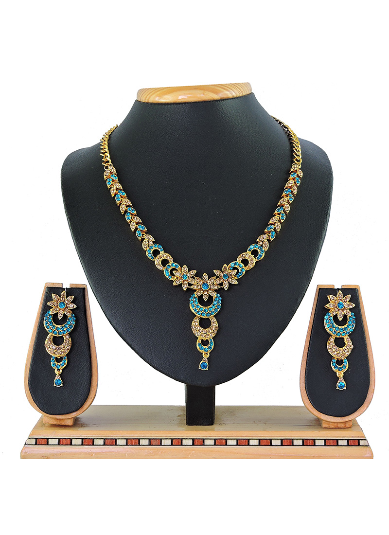 Shop Gold N Blue Necklace Set in UK - Cbazaar