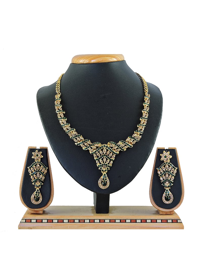 Gold N Green Necklace Set Party Wear