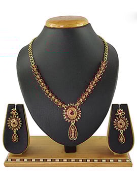 Gold N Red Necklace Set