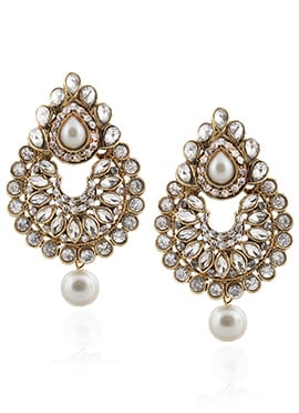 Gold N White Danglers