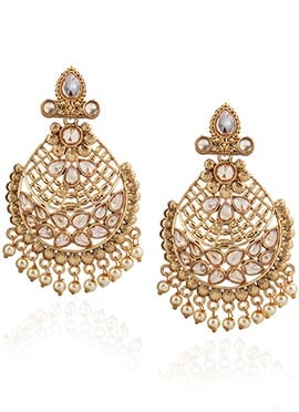 Gold N White Danglers