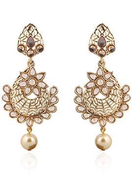 Gold N White Danglers