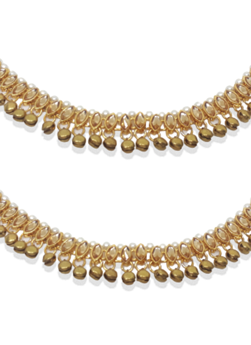 Shop Gold N White Designer Anklets Festive Wear Online at Best Price Cbazaar