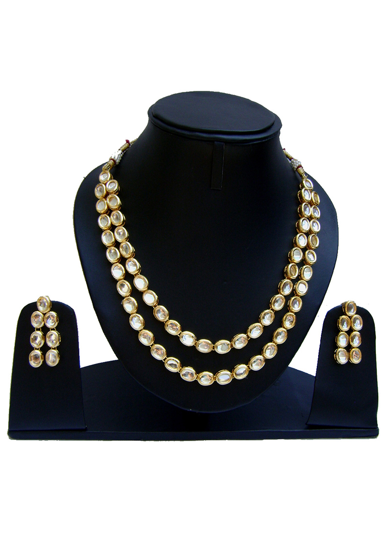 Gold N White Designer Necklace Set