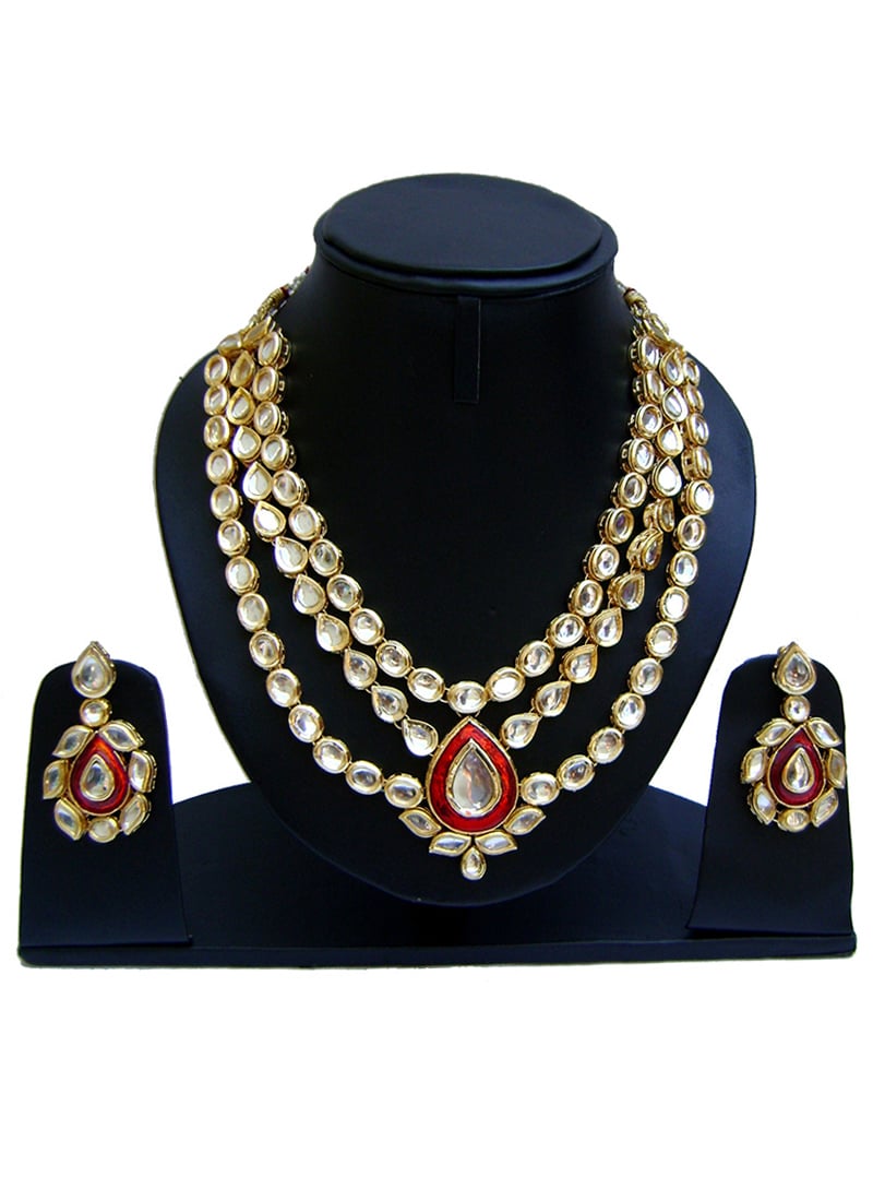 Gold N White Designer Necklace Set