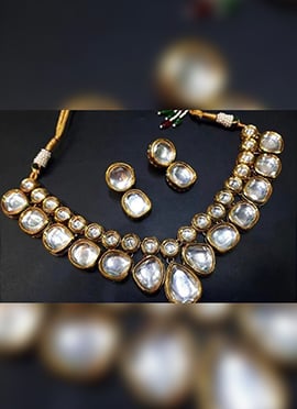 Gold N White Designer Necklace Set