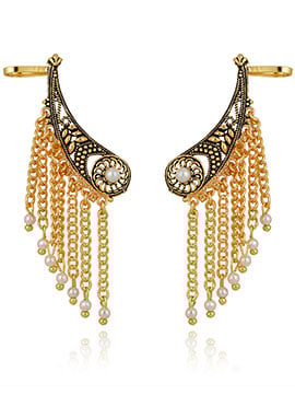 Gold N White Ear Cuffs