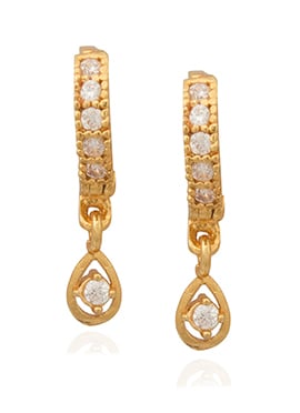 Gold N White Hoop Earrings