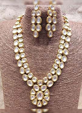 Gold N White Neckalce Set