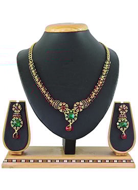 Gold N White Necklace Set