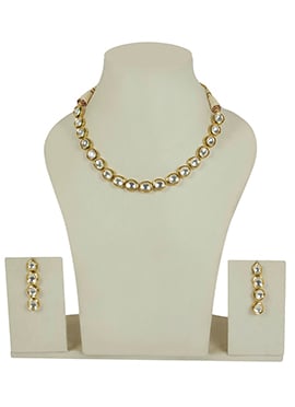 Gold N White Necklace Set