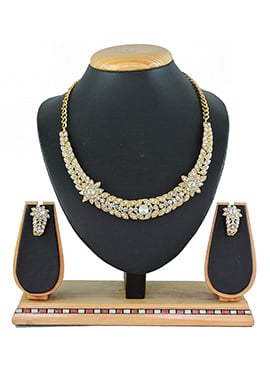 Gold N White Necklace Set
