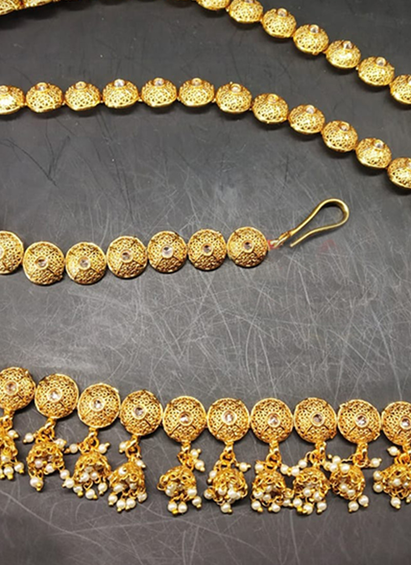 Buy Gold N White Saree Belt, Alloy, saree belt Online Shopping