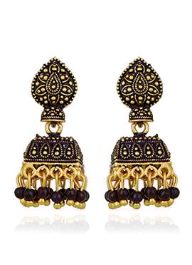 Gold N Purple Jhumka Earrings