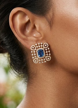 Gold Plated 925 Sterling Silver Moissanite Stone Stud Earrings