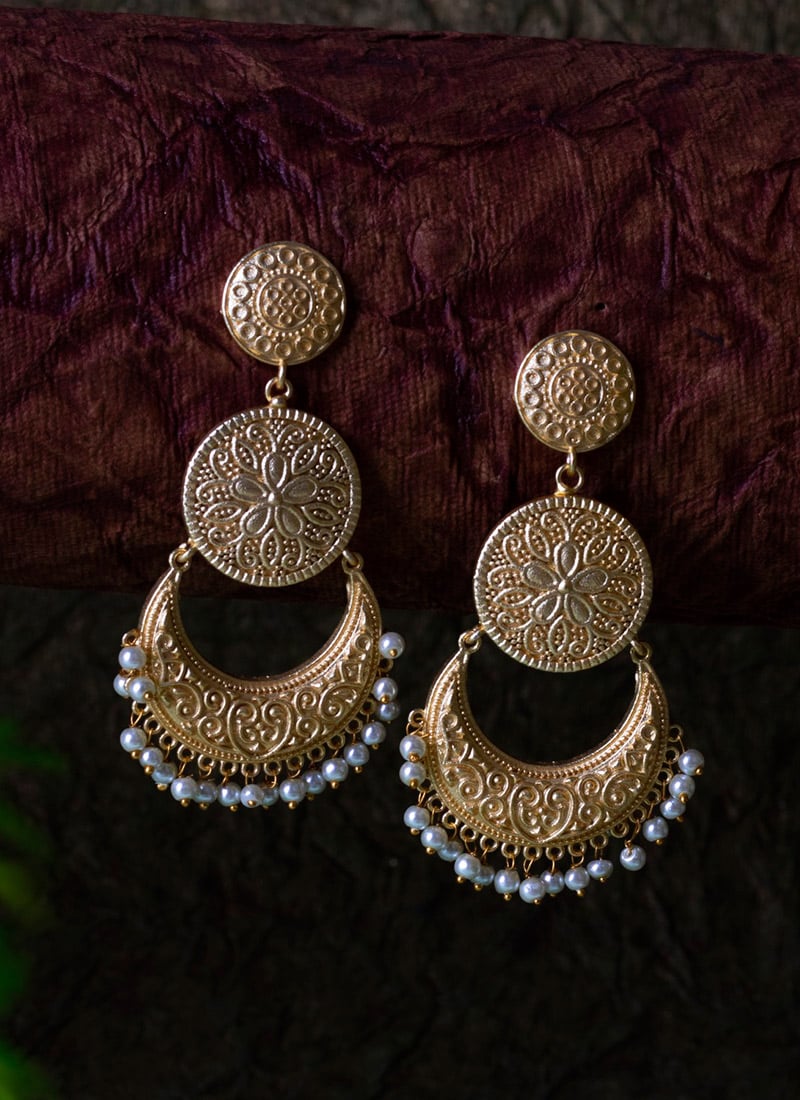 Gold Plated Beads Chaand Bali Festive Wear