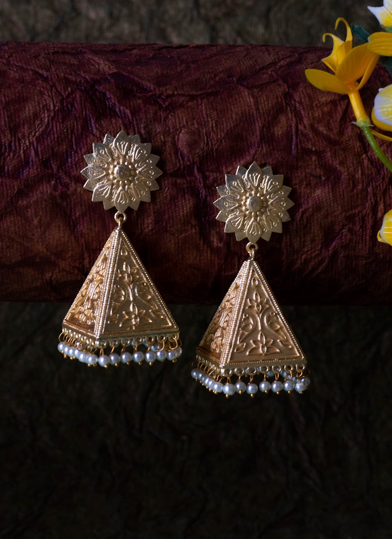 Gold Plated Beads Danglers Festive Wear