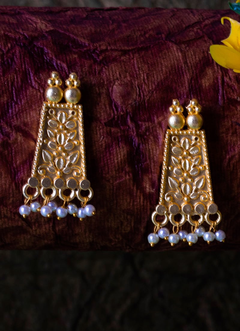 Gold Plated Beads Danglers Festive Wear