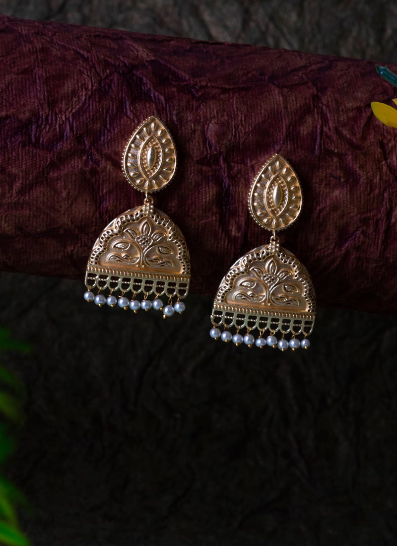 Gold Plated Beads Danglers Festive Wear