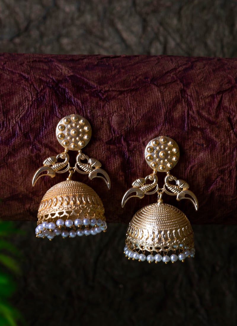 Gold Plated Beads Jhumka Festive Wear
