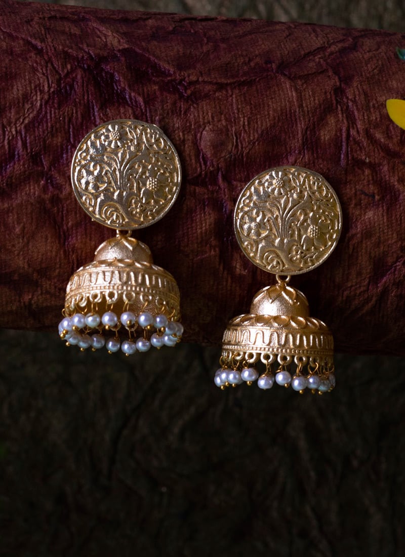 Gold Plated Beads Jhumka Festive Wear