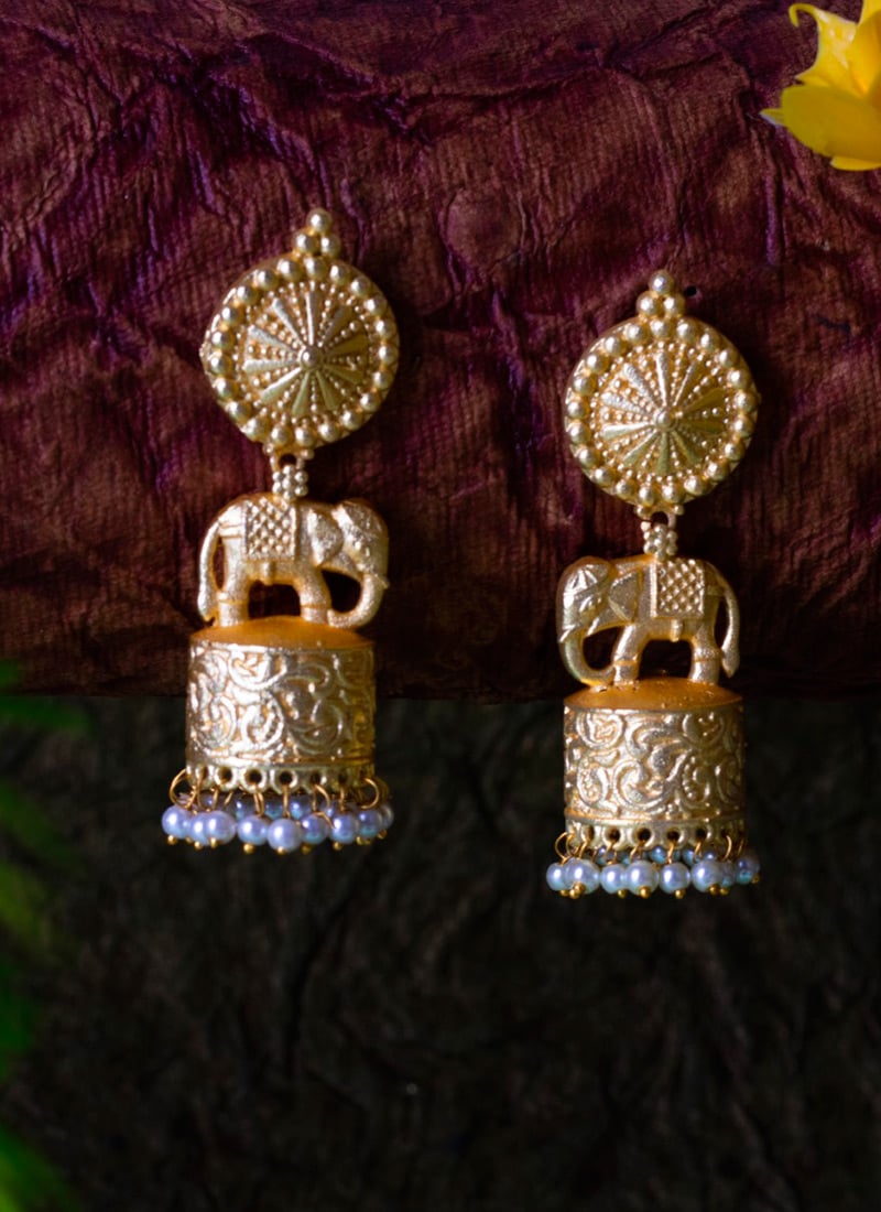 Gold Plated Beads Jhumka Festive Wear
