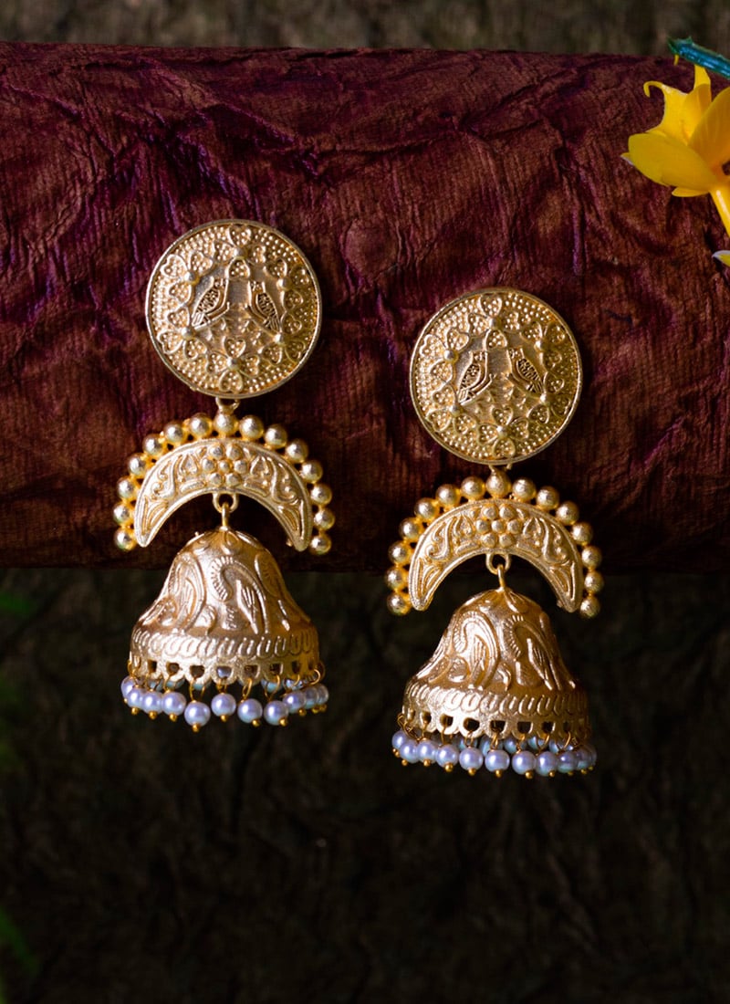 Gold Plated Beads Jhumka Festive Wear