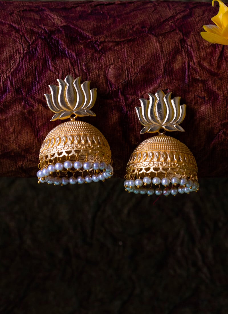 Gold Plated Beads Jhumka Festive Wear