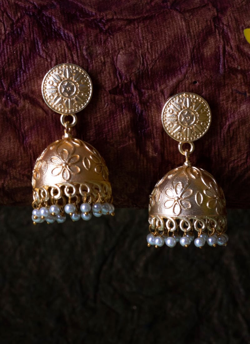 Gold Plated Beads Jhumka Festive Wear
