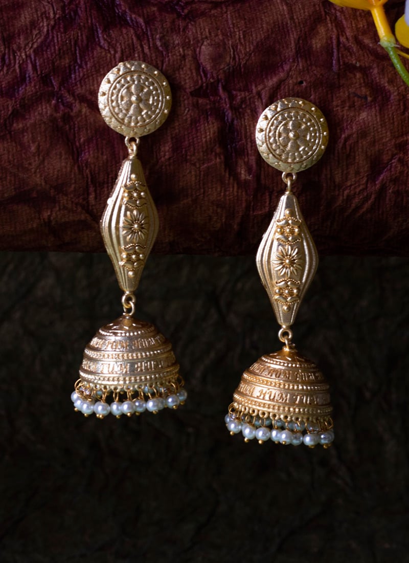 Gold Plated Beads Jhumka Festive Wear