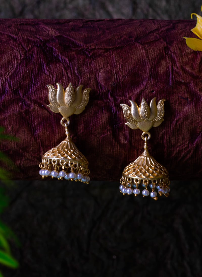 Gold Plated Beads Jhumka Festive Wear