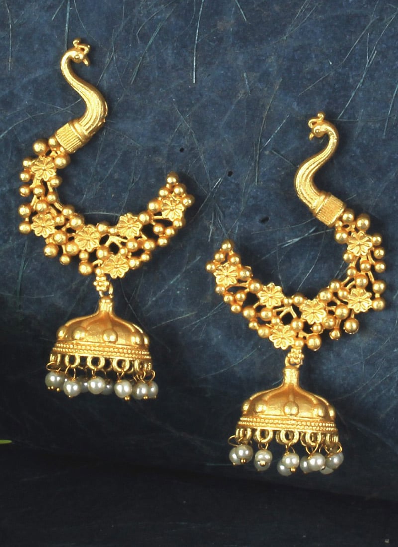 Gold Plated Beads Jhumka Festive Wear