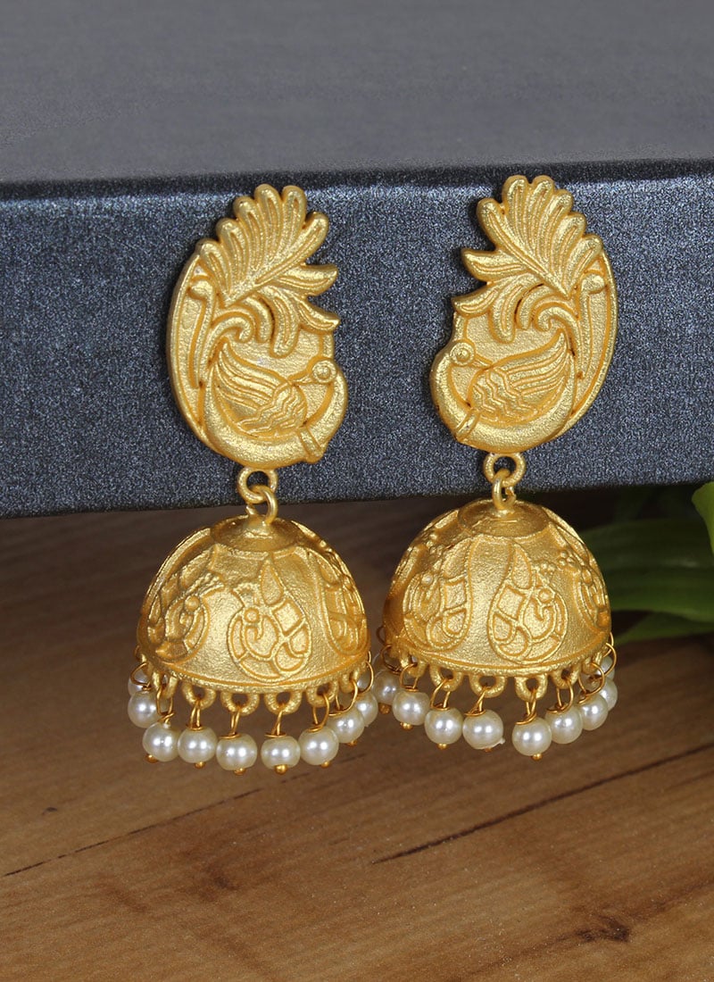 Gold Plated Beads Jhumka Festive Wear