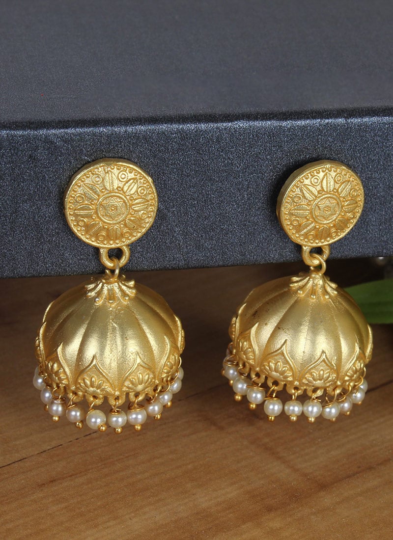 Gold Plated Beads Jhumka Festive Wear