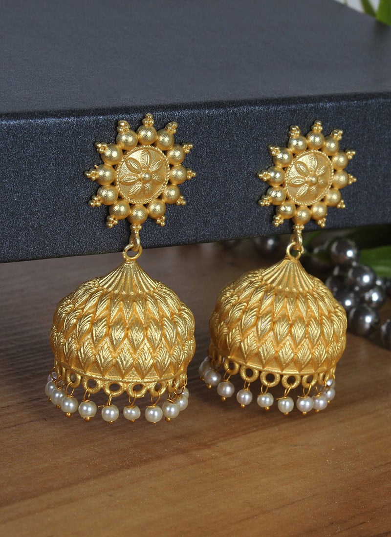 Gold Plated Beads Jhumka Festive Wear