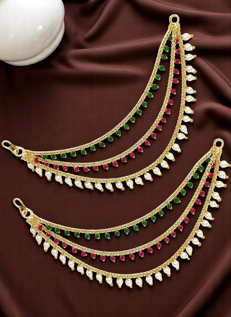 Gold Plated Beads Kundan Jhumka Festive Wear