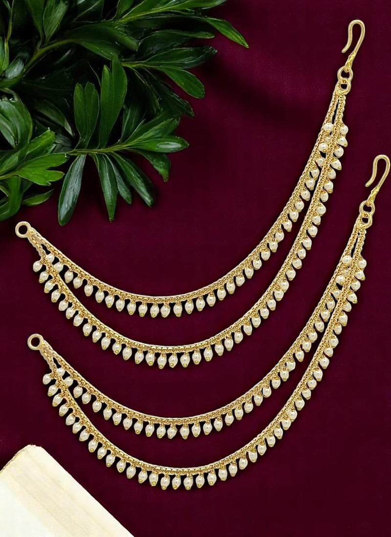 Gold Plated Beads Kundan Jhumka Festive Wear