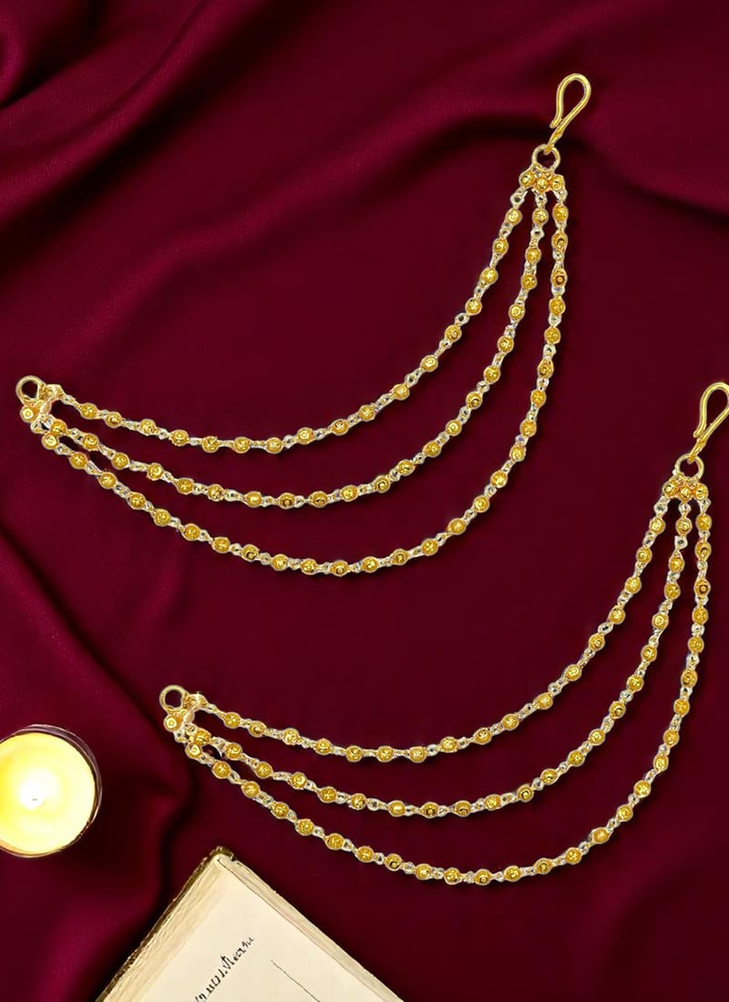 Gold Plated Beads Kundan Jhumka Festive Wear