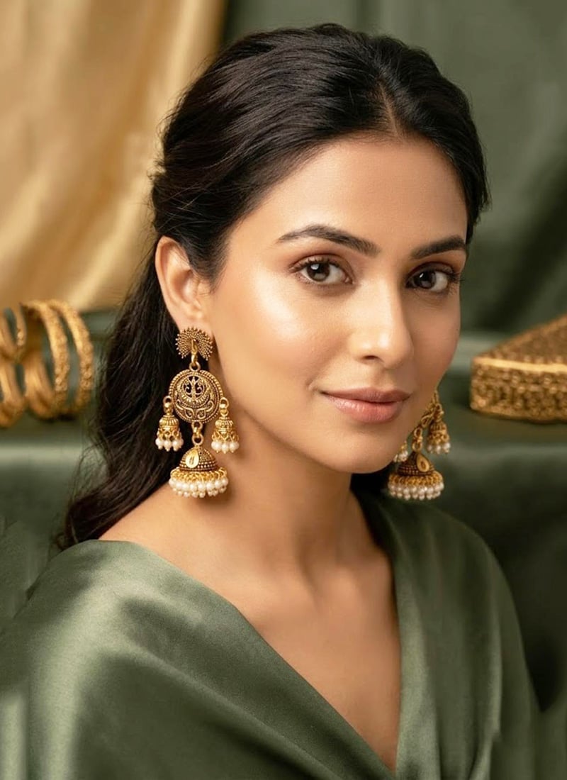 Gold Plated Enamelled Cubic Zirconia Jhumka Earrings After Six Wear