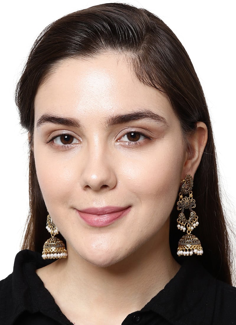 Gold Plated Enamelled Dancing Peacock Jhumka Earrings After Six Wear