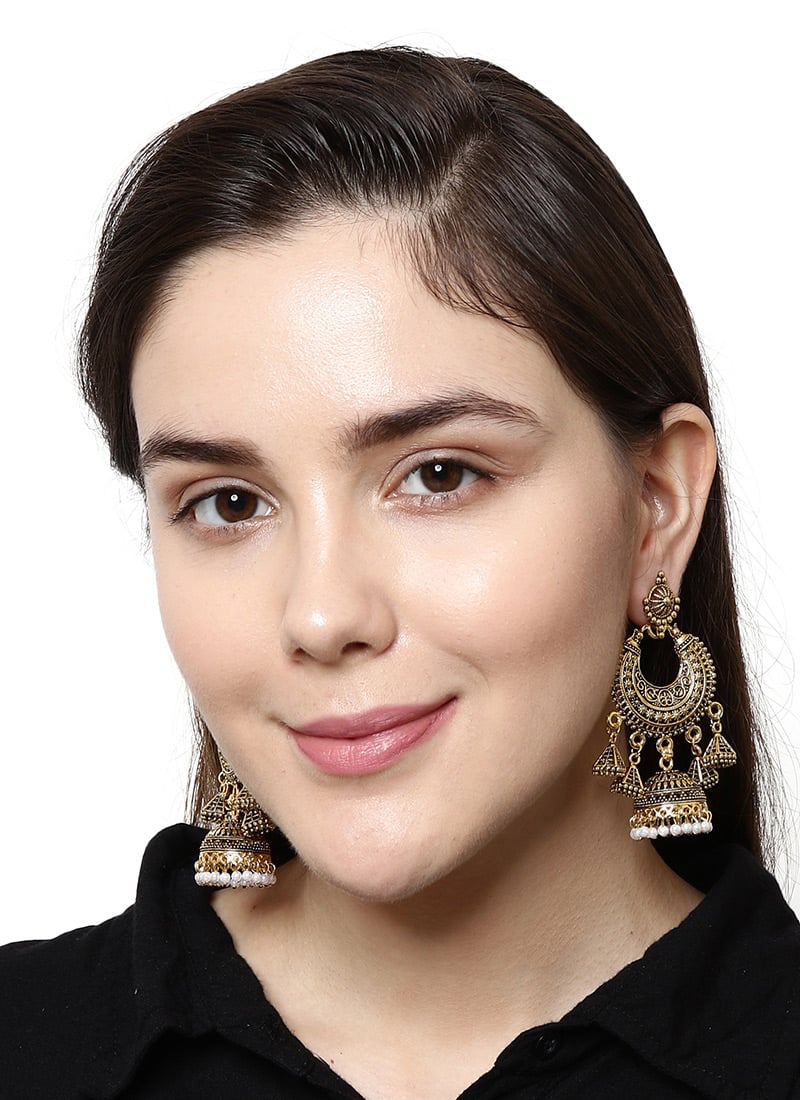 Gold Plated Enamelled Traditional Jhumka Earrings After Six Wear