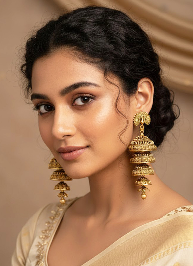 Gold Plated Enamelled Traditional Jhumka Earrings After Six Wear